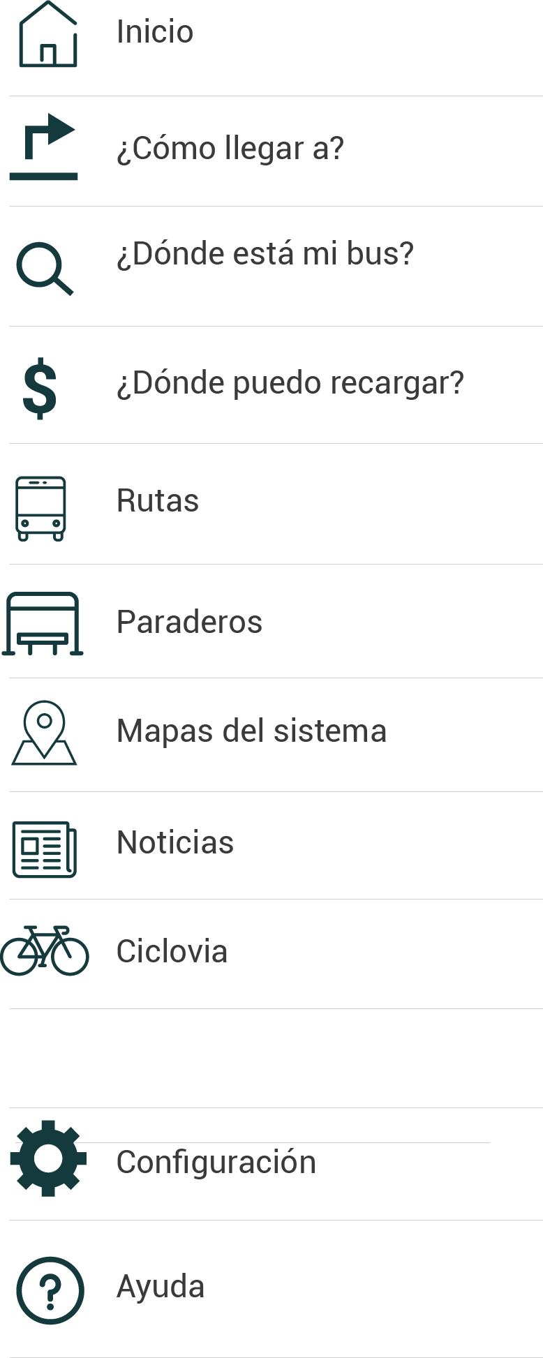 Alternative menu design with route options